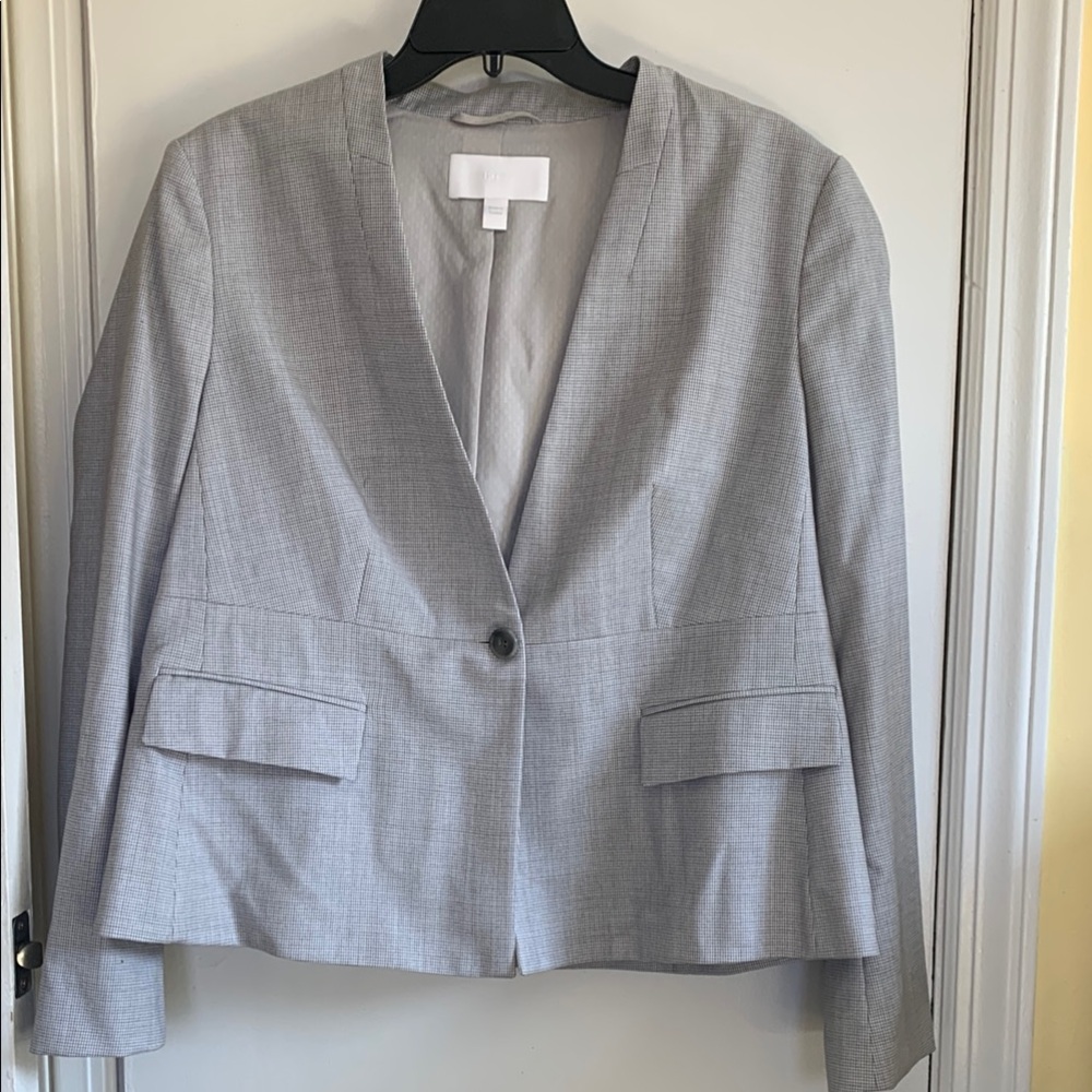 Boss Gray Blazer Tailored V-Neck